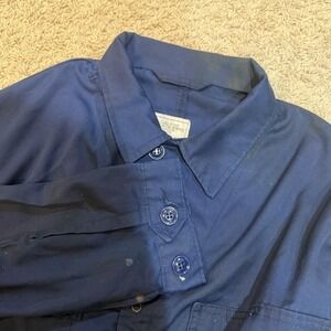 Vintage U.S. Military Coveralls Mens 44L Blue Shipboard Work Jumpsuit Cotton